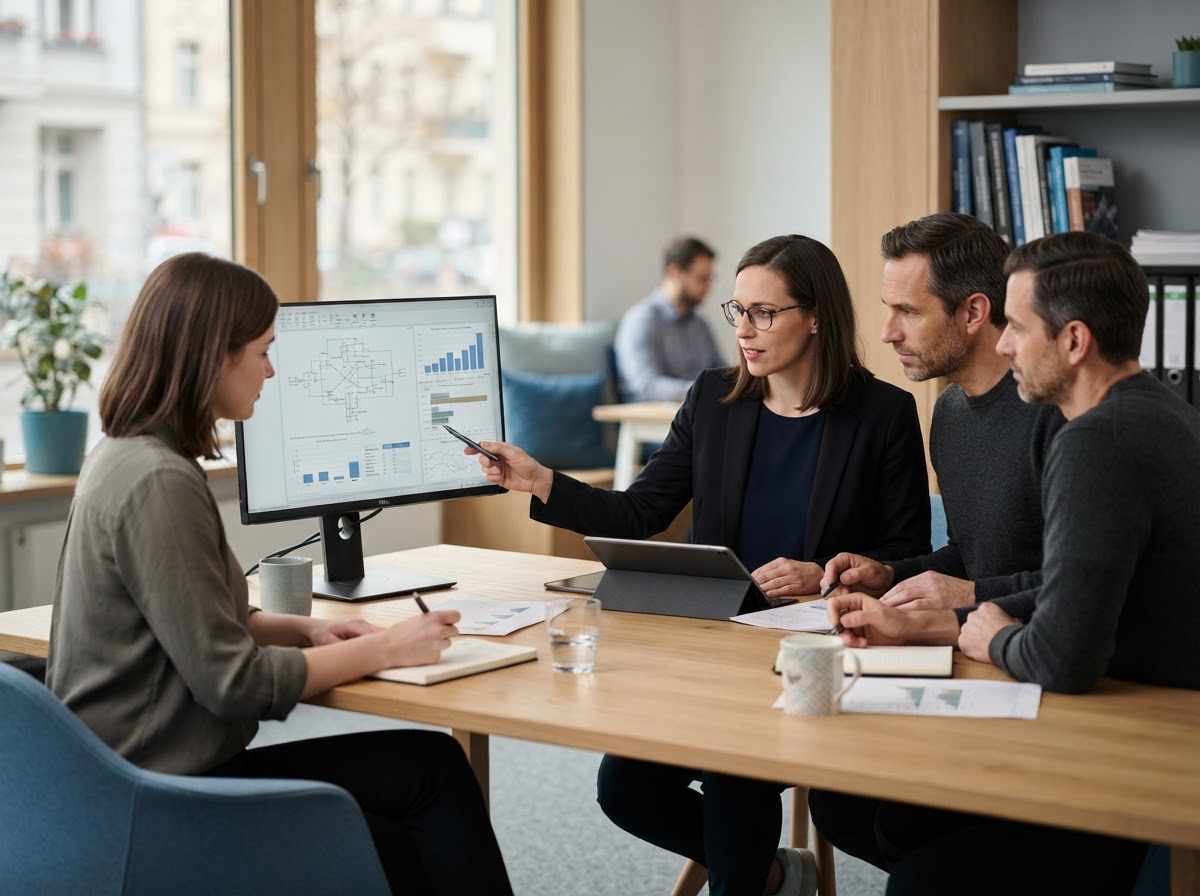 Lautaris Team bei der Analyse von Finanzdaten in professioneller Arbeitsumgebung